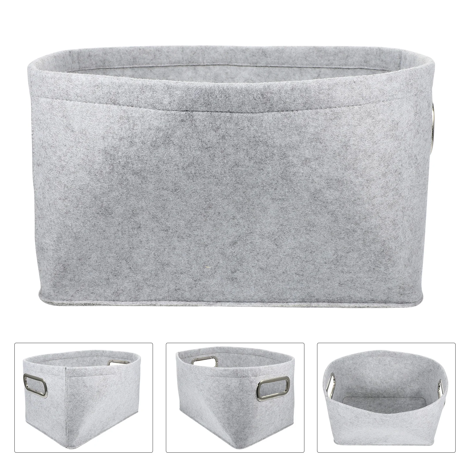 

Wicker Basket Laundry Felt Storage Drawer Portable Books Light Grey Multifunctional Holder