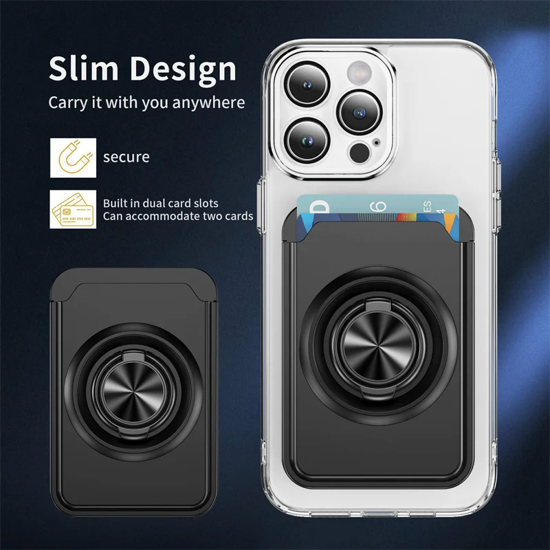 YsmMagnetico per Anello Magsafe 360 °   Portafoglio con staffa per iPhone 1715 14 13 16 Pro Max per Samsung S24 S23 S22 Ultra Cover per borsa per carte