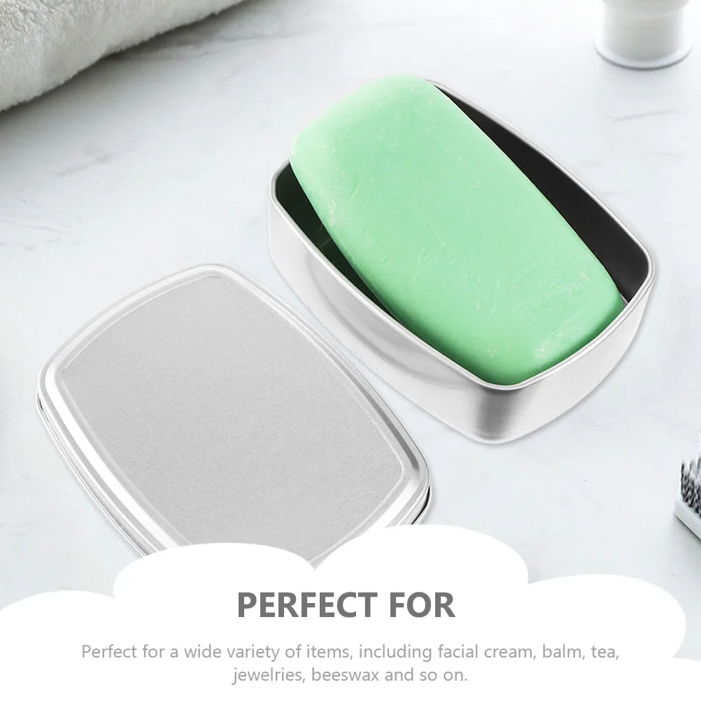

3pcs Rectangular Soap Boxes Lightweight Portable Metal With Lid For Candies Pills Teas Organizer Container Case