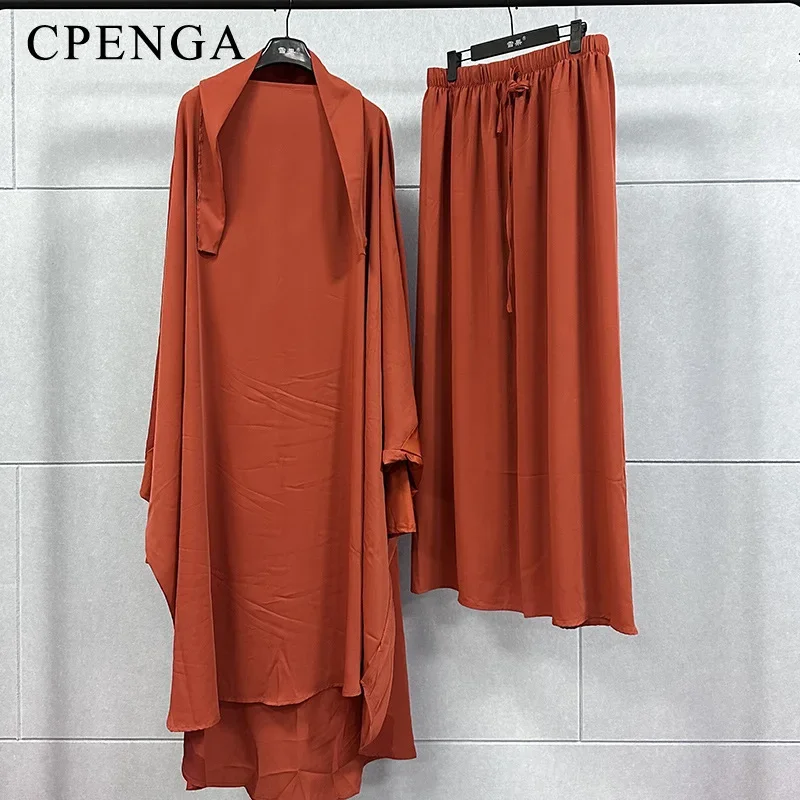 Vestido Khimar longo Jilbab para mulheres muçulmanas, vestuário de oração, Abaya, roupa islâmica, túnica longa, Ramadã e Eid, conjuntos de 2 peças