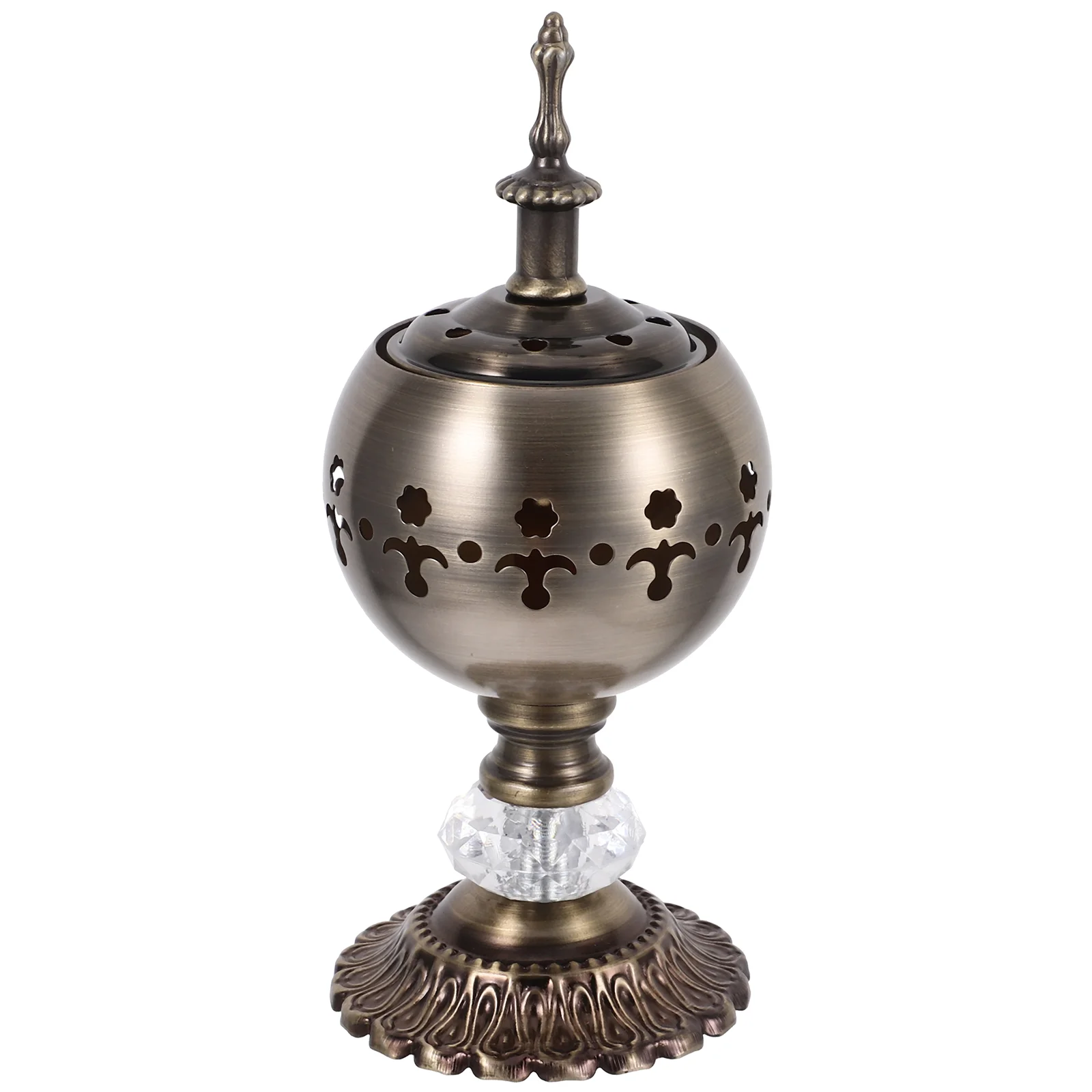 Incense Burner Candlestick Essential Oil Exquisite Censer Desktop Decor Stove Suite Hollow-out Holder Ornament Iron