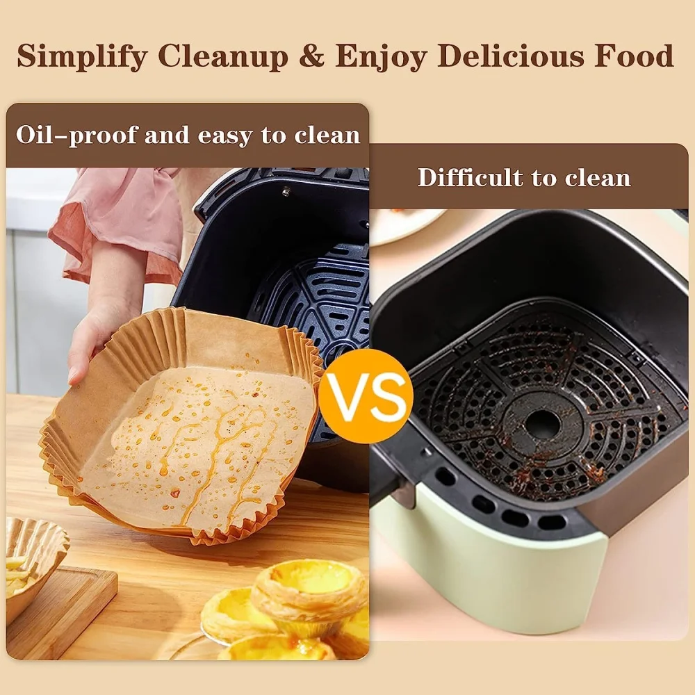 20x4.5cm Air Fryer Baking Oven Paper Liner Rectangular Circular Disposable Oilproof Oven Blotting Paper 100Pcs Air Fryer Paper