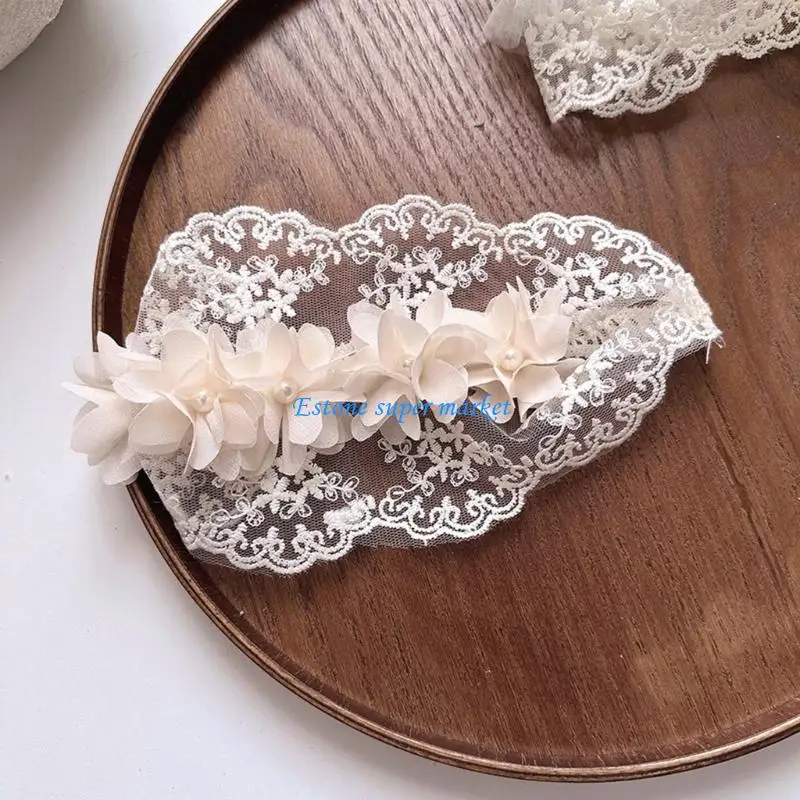 

090B Delicate Floral Lace Baby Headwear Soft Elastic Hairband For 0 to 24 Month Girls