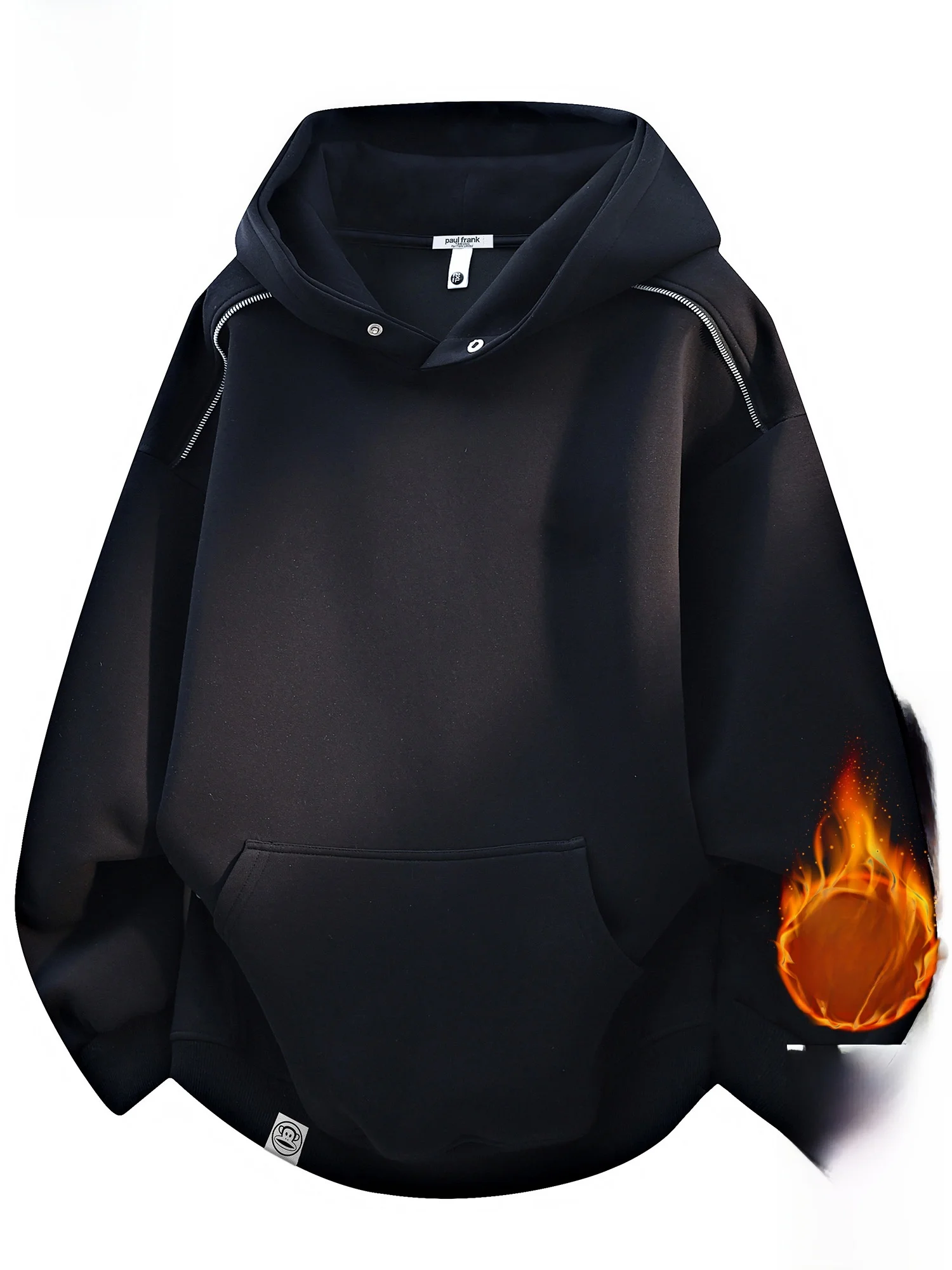 

PaulFrank Winter Thiened Hoodie Sweatirt Men's Casual Long Sve Fce Lined Loose Fit Streetwear Youth Faion