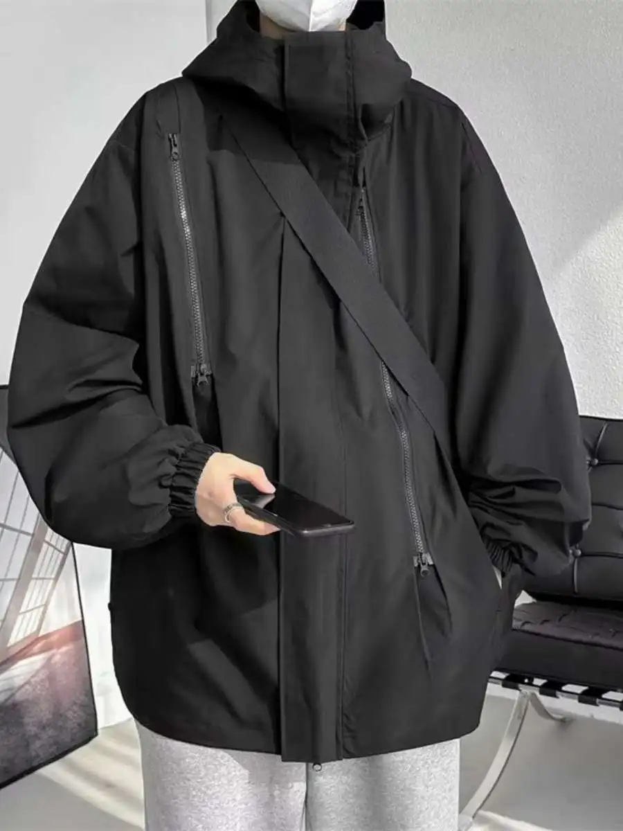 

Мужская повседневная ветрозащитная водонепроницаемая куртка больших размеров, спортивная повседневная куртка свободного кроя для пар, верхняя одежда на весну и осень