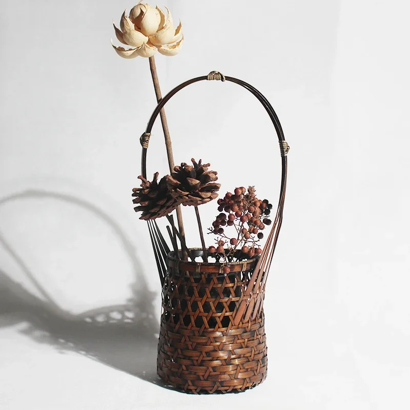 

Простая ажурная корзина для цветов, ручной фотоальбом, цветочный контейнер, ретро ручная декоративная корзина для хранения