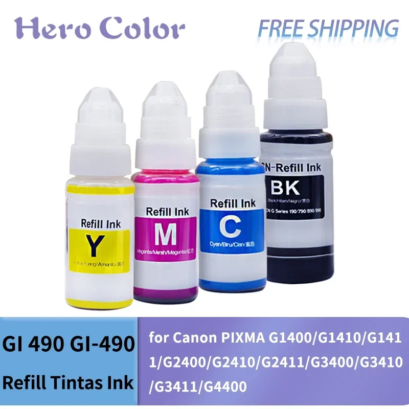 GI490 GI 490 GI-490 Compatible Refill Tintas Ink for Canon PIXMA G1400/G1410/G1411/G2400/G2410/G2411/G3400/G3410/G3411/G4400