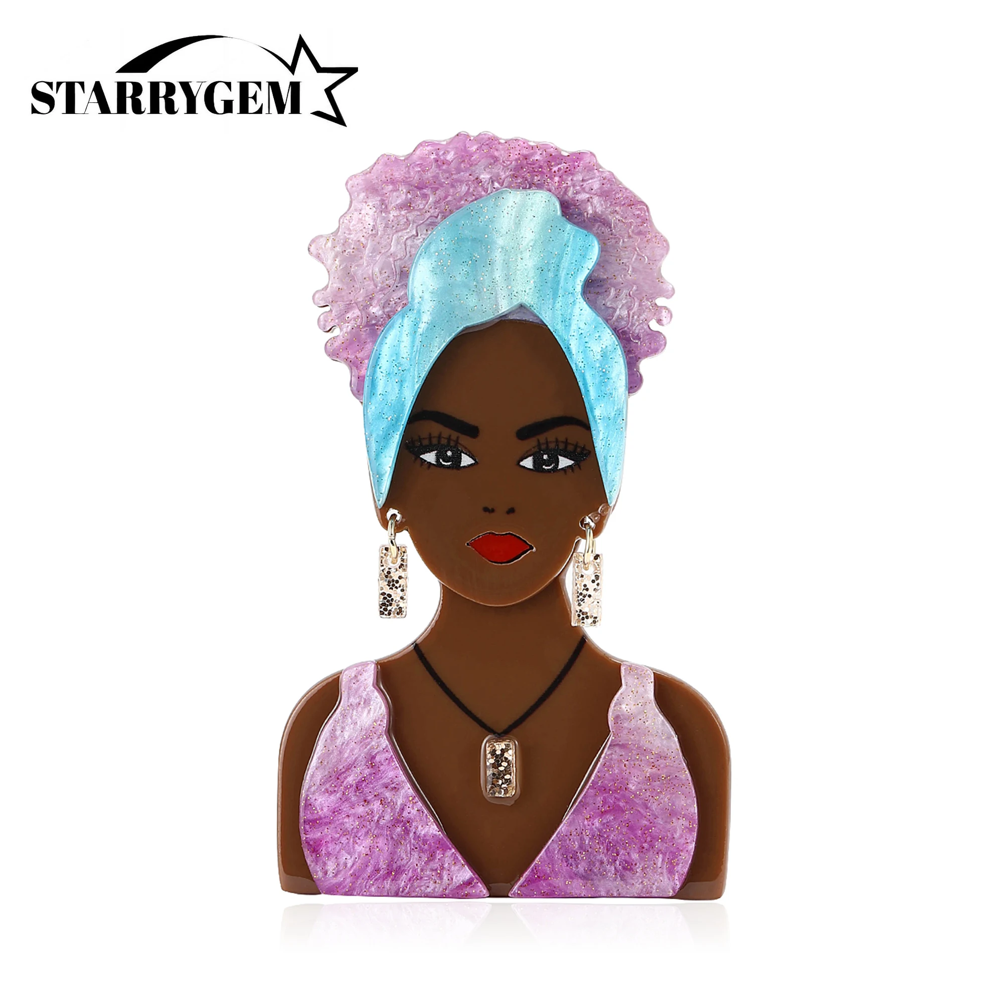 Acrylic Black Person Girl Brooches for Women Unisex Character Pins Office Party Friend Gifts Jewelry Accessories