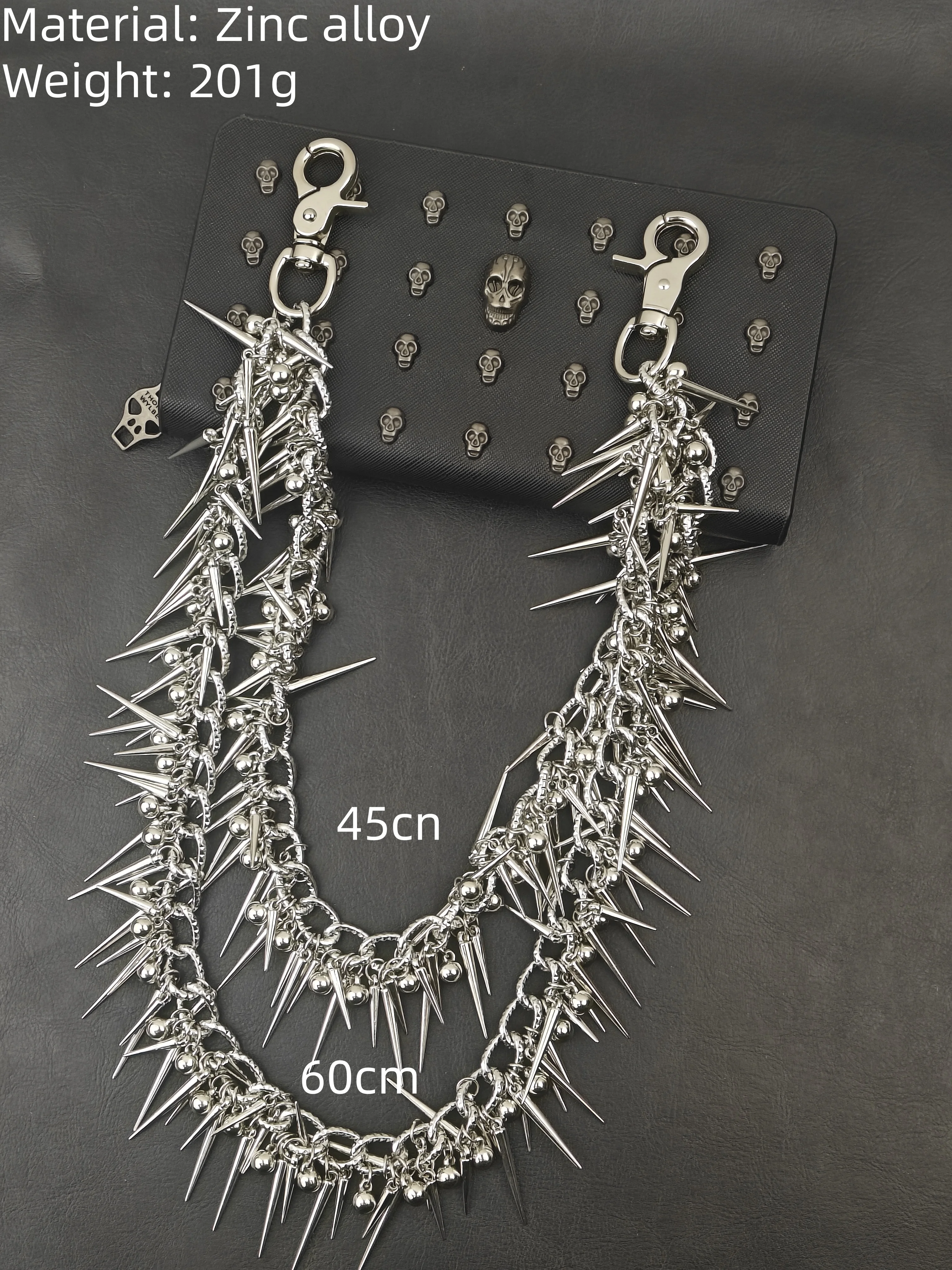 Original Y2K Heavy Metal Punk Doppel-schicht Niet Biker Hosen Kette Männliche Frau Mode Rock Und Roll Luxus Zubehör – Detail 9