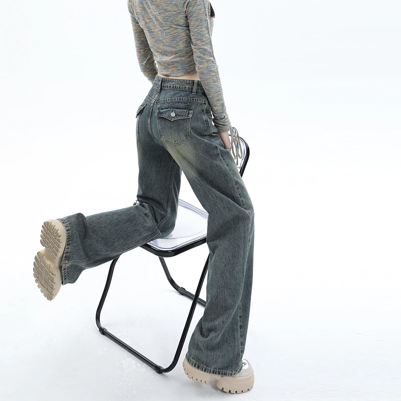 

Blue Baggy Jeans Women's Y2K Fashion Vintage Streetwear Pants Chic 2023 New Denim Trousers