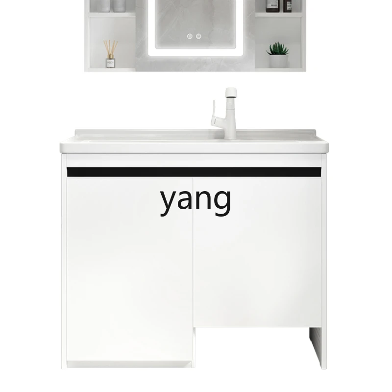 CX  space aluminum balcony laundry cabinet sweeping robot storage integrated laundry sink with rubbing board