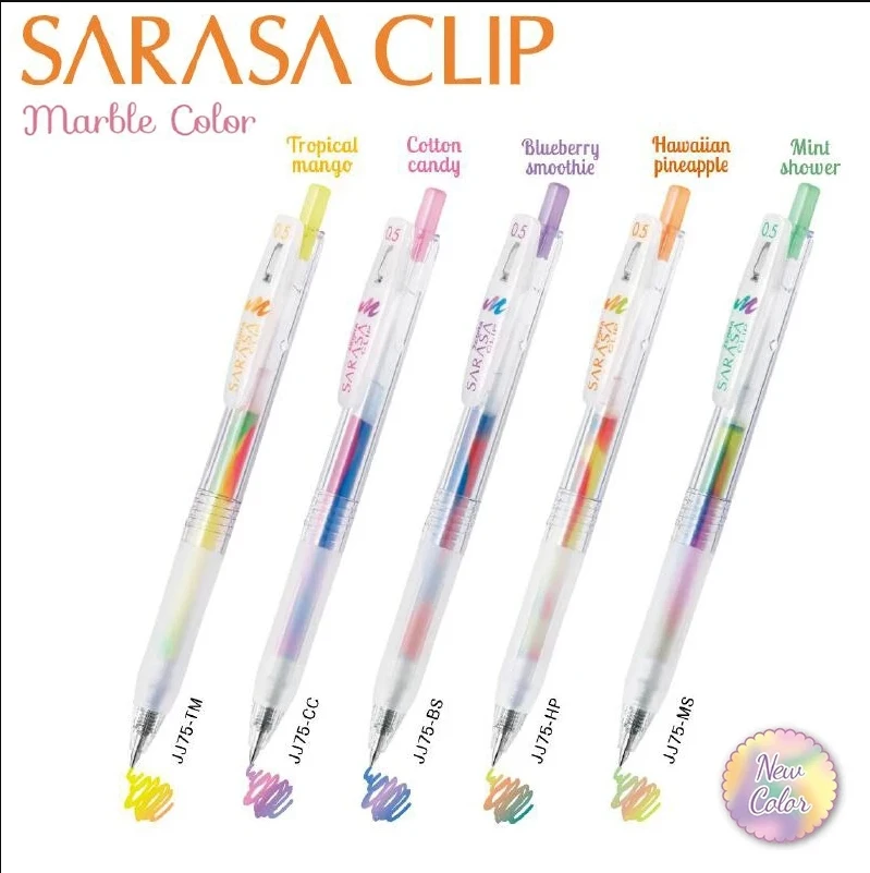 New Japanese Zebra Marble Pen Sarasa Mix Color Gel Pen 0.5mm Scrapbooking Pens Kawaii School Supplies Cute Stationary JJ75