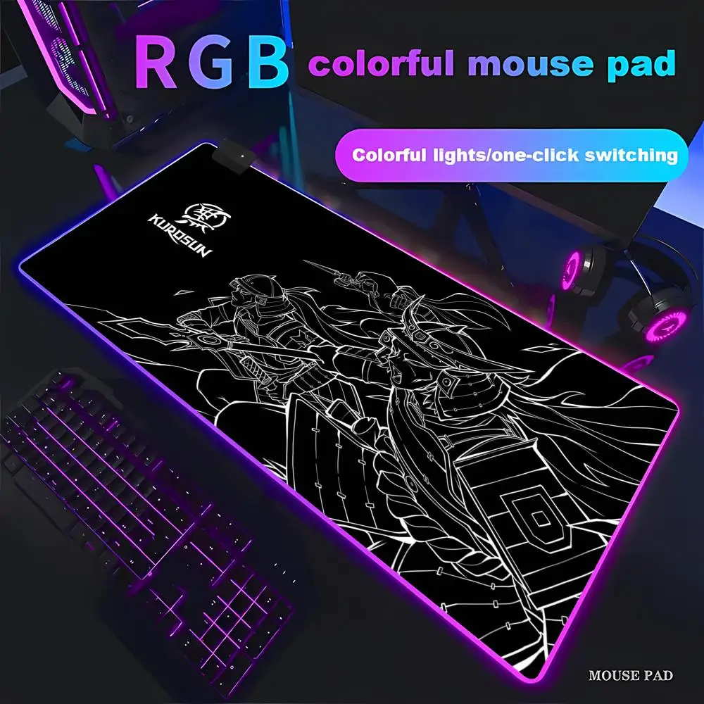 RGB Kurosun Samurai Large Gaming Mouse Pad Ninja Mousepad Gamer Professional Shogun Game Mouse Mat XL Non-Slip Computer HYBXAXC