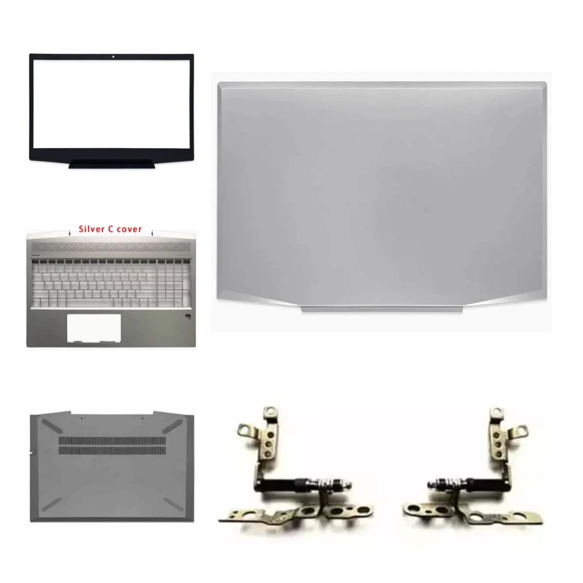 Para TPN-C134 ZHAN 99 G1 ZBook 15v G5 series: Tampa traseira da tela LCD, painel frontal, apoio para as mãos, dobradiça e tampa inferior