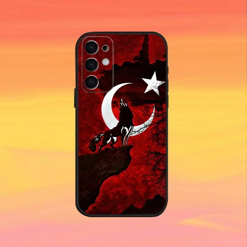 1pc Casing Ponsel Bendera Turki Untuk Samsung S25,S24,S21,S22,S23,S30,Ultra,S20,Plus,Fe,Note,5G Warna Hitam