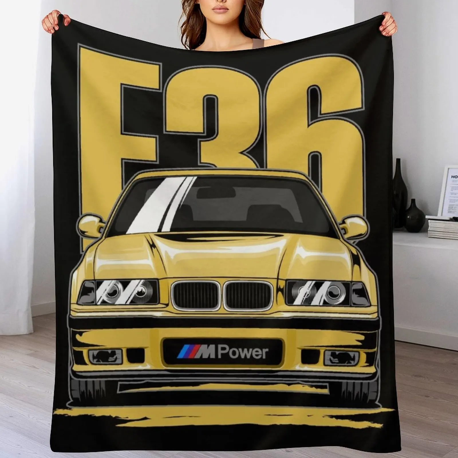 Yellow M3 E36 Coupe Throw Blanket Bed covers Cute Travel Soft Beds Blankets