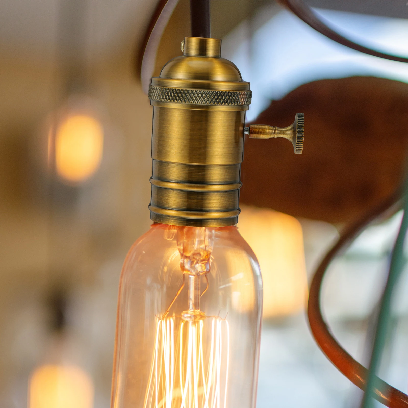 

Retro Electroplated Lamp Head E27 Vintage Socket Golden Holder Pendant Lights Hanging Wall Plug Lighting Accessories