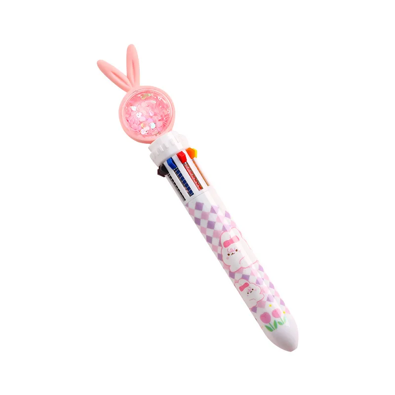 10-color Ballpoint Pen, Cartoon Rabbit, Student Press Test, Office Multi-color Signature Pen, Office Accessories Pen