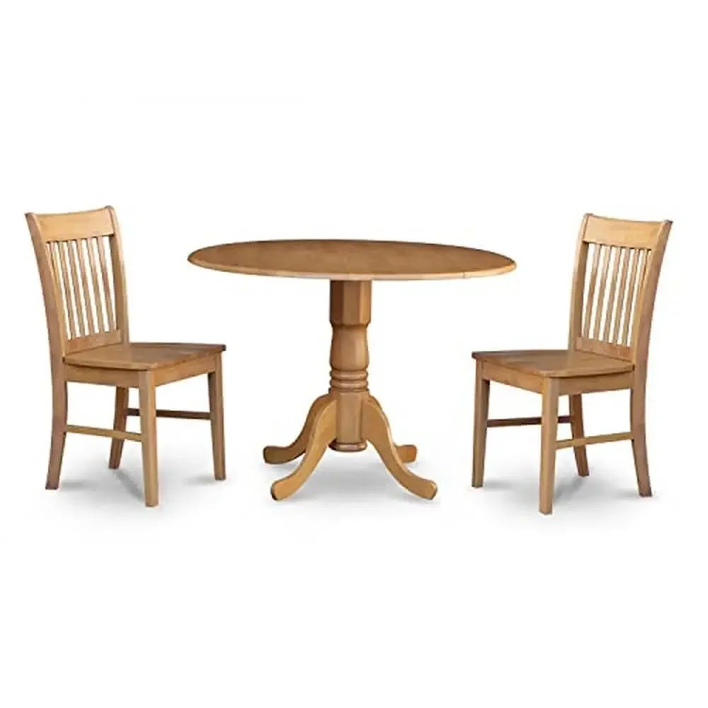 Juego de mesa de comedor de madera con sillas y acabado de roble, asiento cómodo de madera asiática de alta calidad, diseño moderno, 42x42 pulgadas, 3 piezas