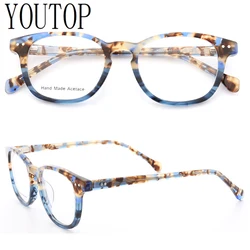 Retro Women Round Eyeglass Frame for women Optical Glasses Frame Square Leopard Print Tortoise Fashion Blue Green Floral Eyewear