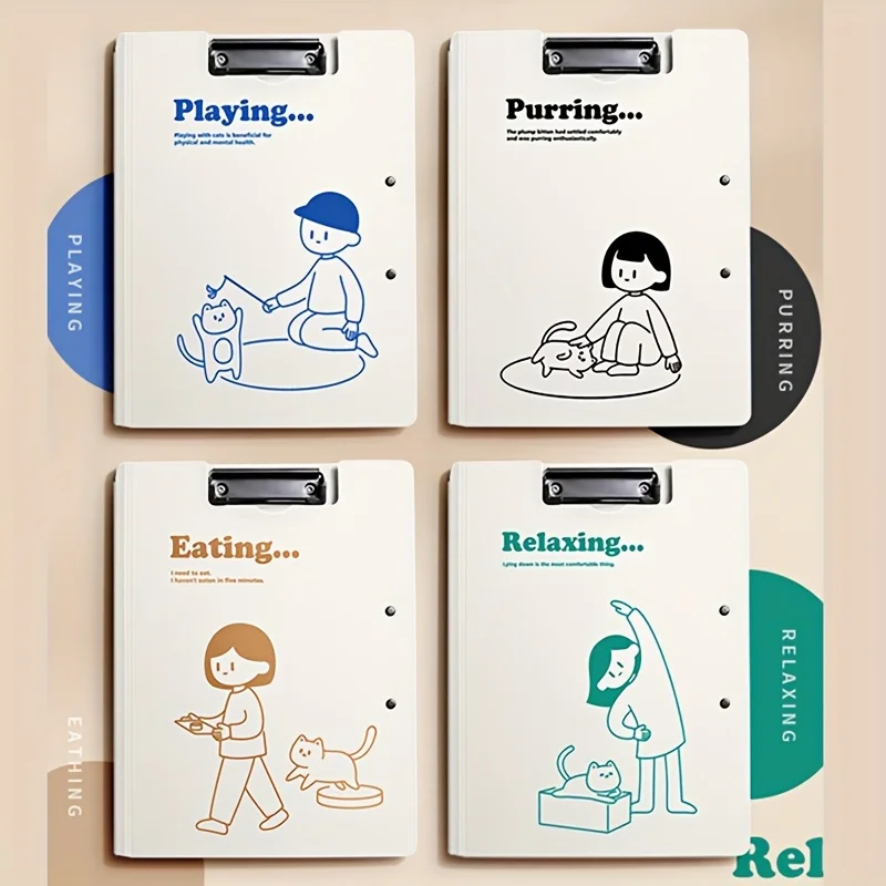 A4 File Folder with Stand Thickened Board Clip Foldable Document Folder Writing Board Pad Conference Record Folder Vertical