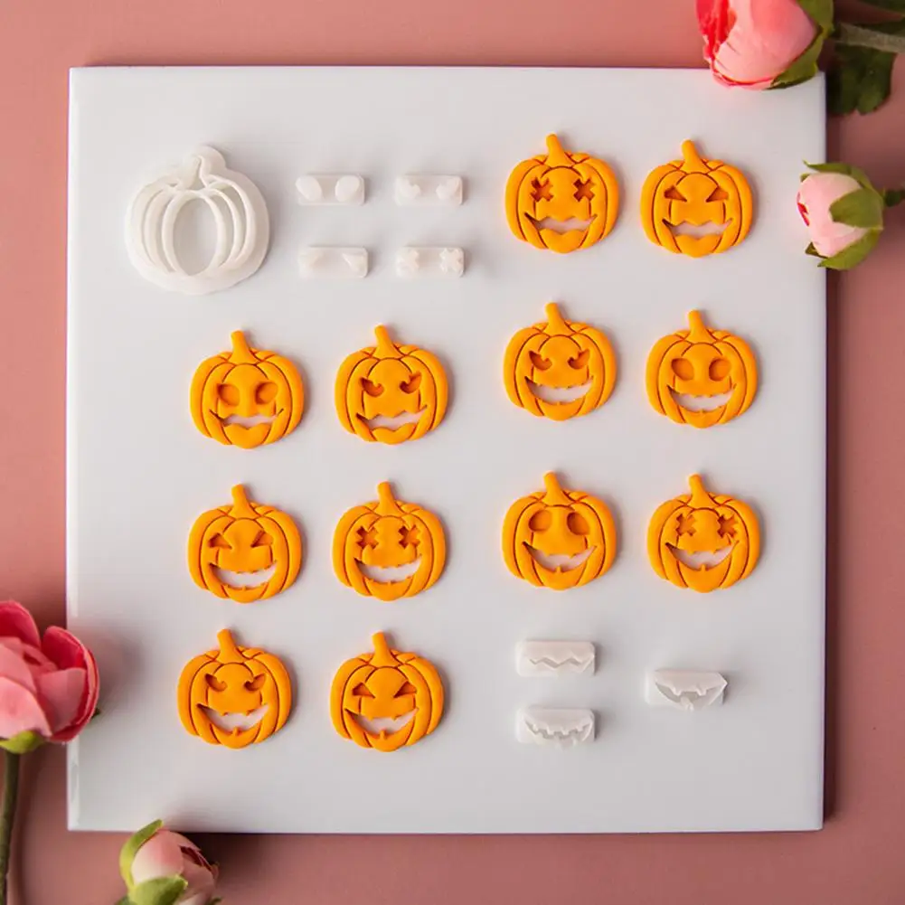 

Halloween Craft Mold Spooky Halloween Pumpkin Cutter Mold Funny Expression Earrings Pendant Keychain Diy Craft Polymer Clay