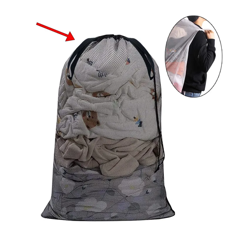 Drawstring Mesh Underwear Washing Bags Net Washing Machine Bag Laundry Basket Organizer Large Capacity Dirty Clothes Laundry Bag