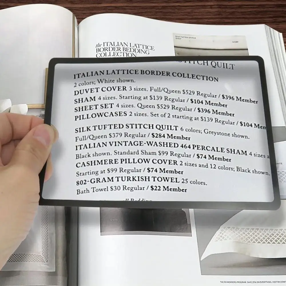 Handheld Reading Magnifiers Portable Large View Area Magnifying Glass Lightweight Full Page Magnifiers for Seniors Elderly