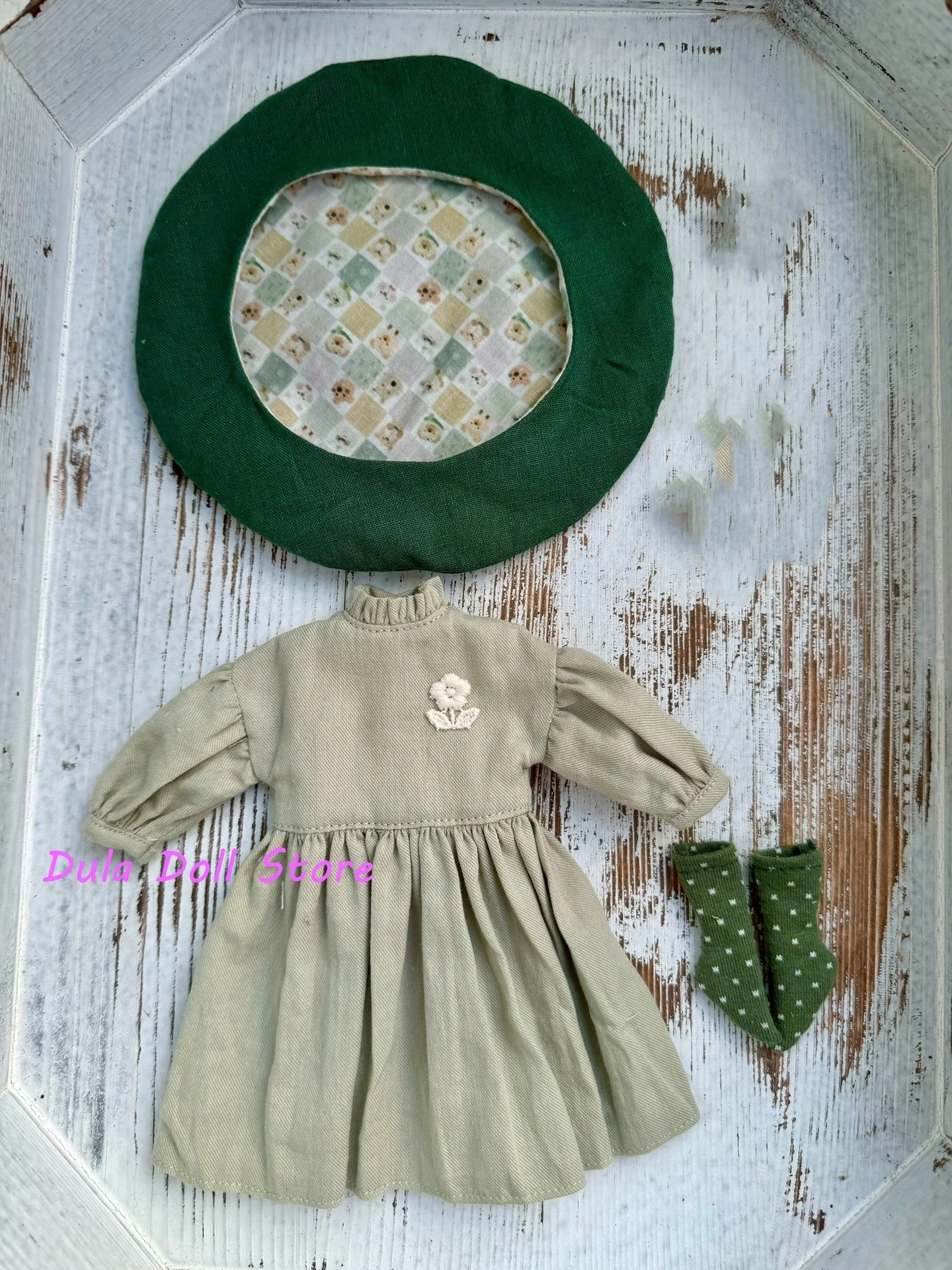

2026 Dula Doll Clothes Mint green dress beret set Blythe Qbaby ob24 ob22 Azone Licca ICY JerryB 1/6 Doll Accessories