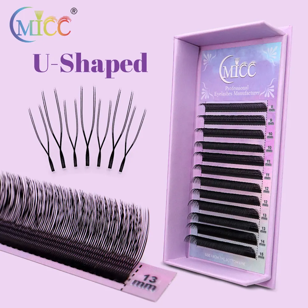 New 2D U Shaped YY Eyelash Extension Double Layer U YY Lashes Super Soft Parallel Premade Fan Lashes C/D/CC Curl Makeup Tools