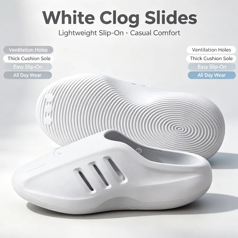 Adidas Originals Slip On Foam Clog Slides Breathable Hollow Out Casual Shower Sandals JS4705