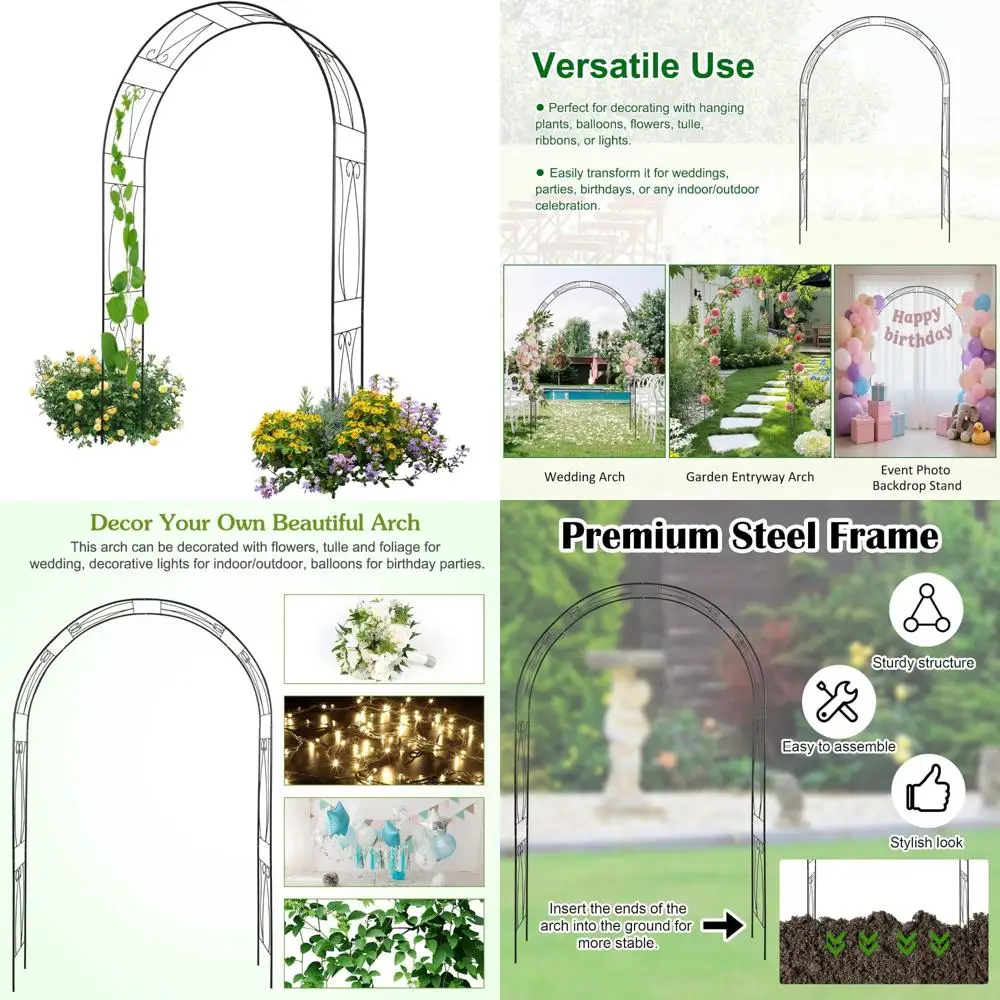 

Черная металлическая решетка для альпинистских растений, садовая конструкция арки из стали Kinbor