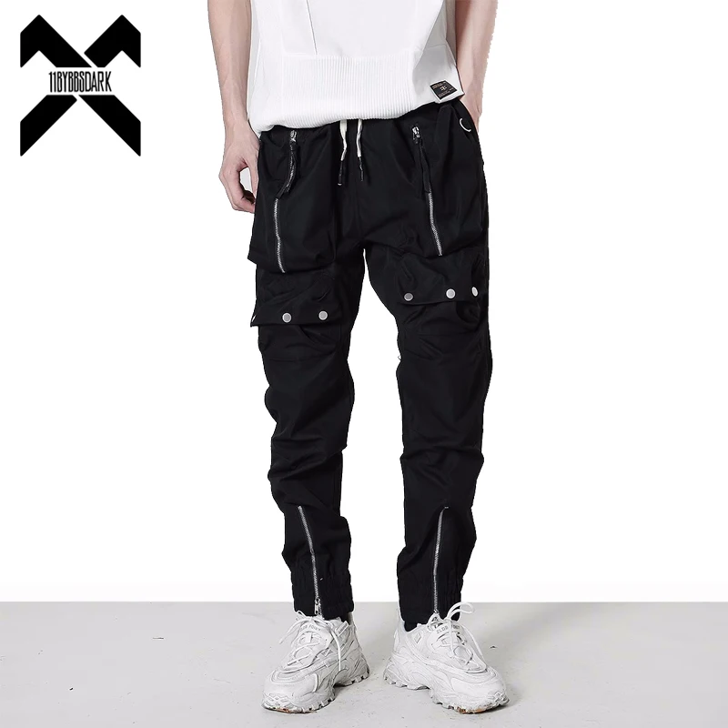 Techwear Functional Cargo Pants Men Fashion Tactical Multi Pockets Trousers 2023 Spring Hip Hop Streetwear Pants Black