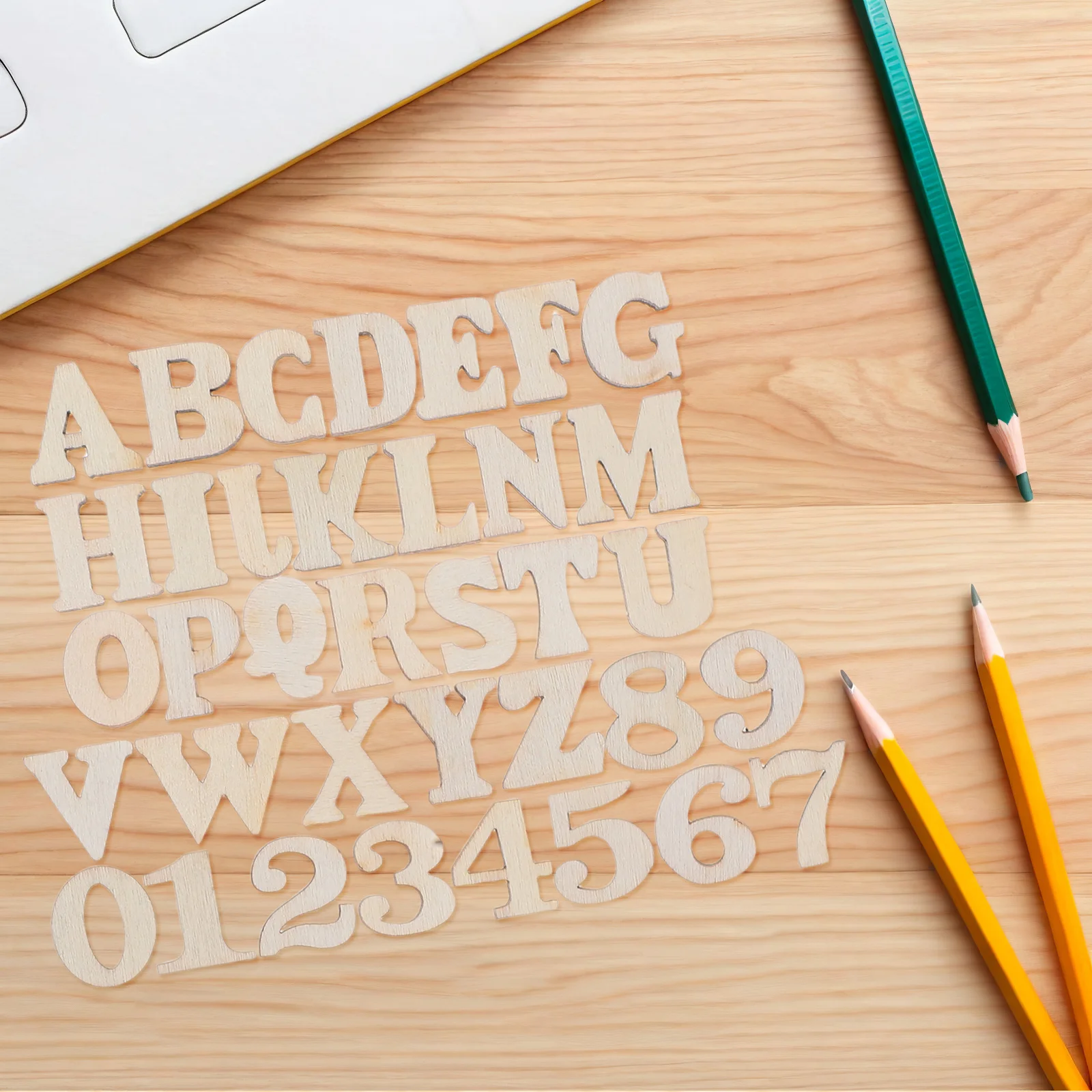 

308Pcs Wooden Alphabet Numbers Craft Set Unfinished Natural Wood Cutouts for DIY Art Graffiti Wall Decor Bulletin Board Displays