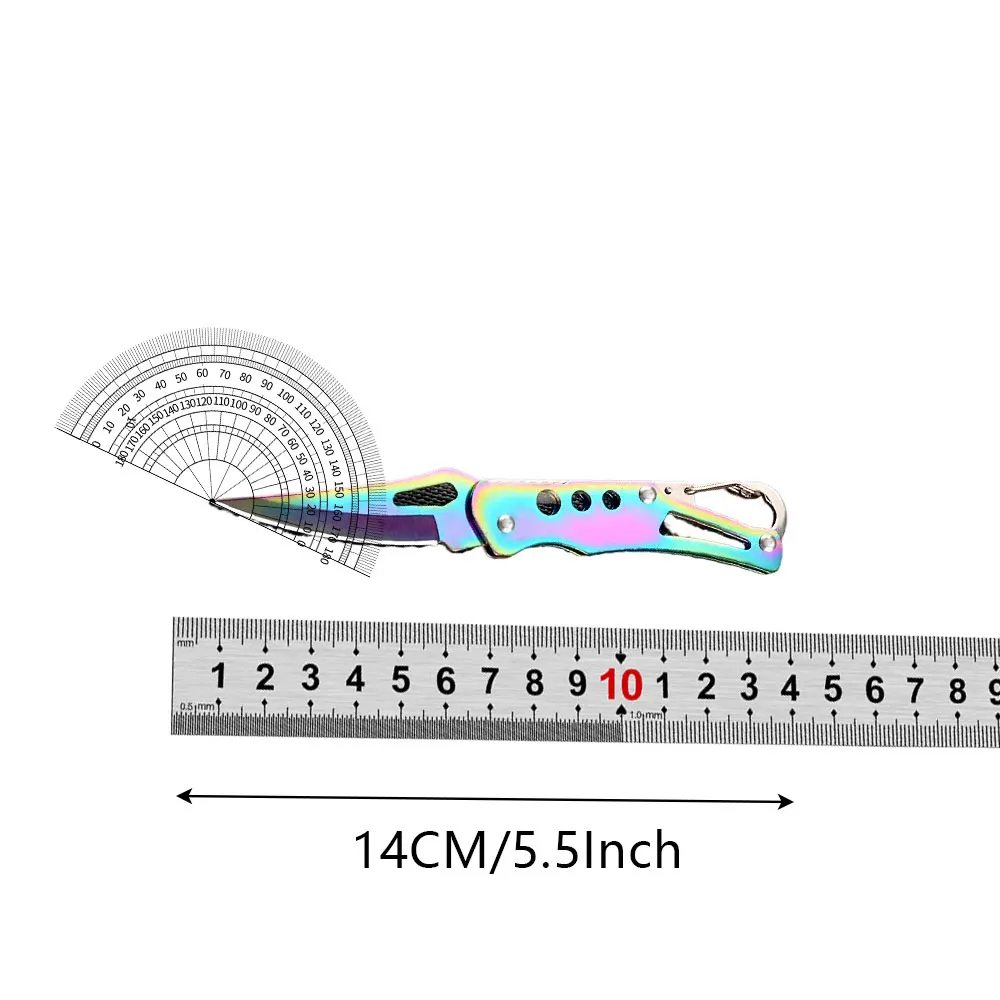 Przenośny nóż składany do biwakowania i samoobrony, nóż kieszonkowy ze stali nierdzewnej do przetrwania na świeżym powietrzu z mini breloczkiem