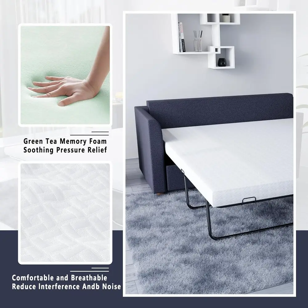 Colchón Queen Size 4 de espuma viscoelástica para sofás cama y sofás - CertiPUR-US y funda lavable