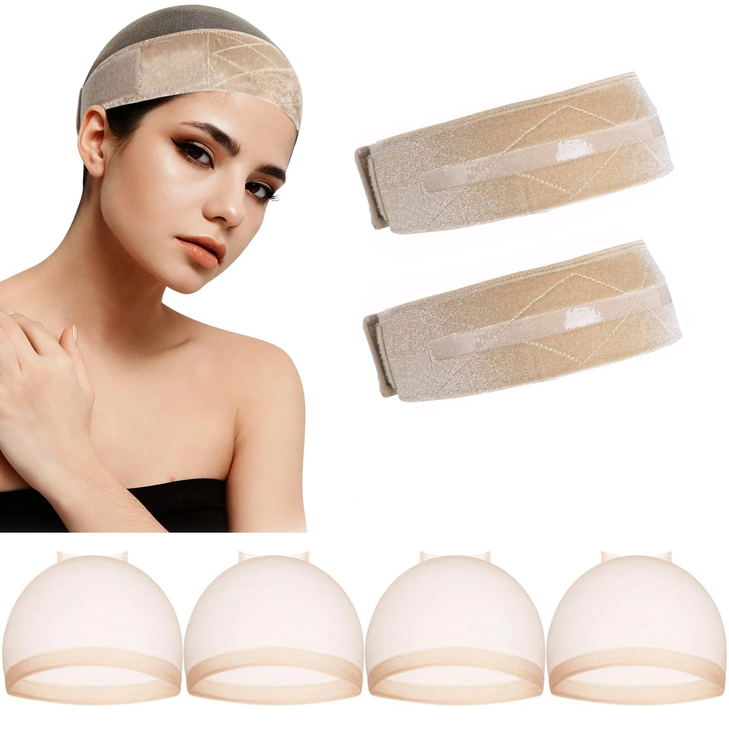 Lace Wig Grip Band with Non-Slip Silicone Strip, Adjustable Velvet Wig Grip Band for Lace Front Wigs,Wig Melting Band for Women