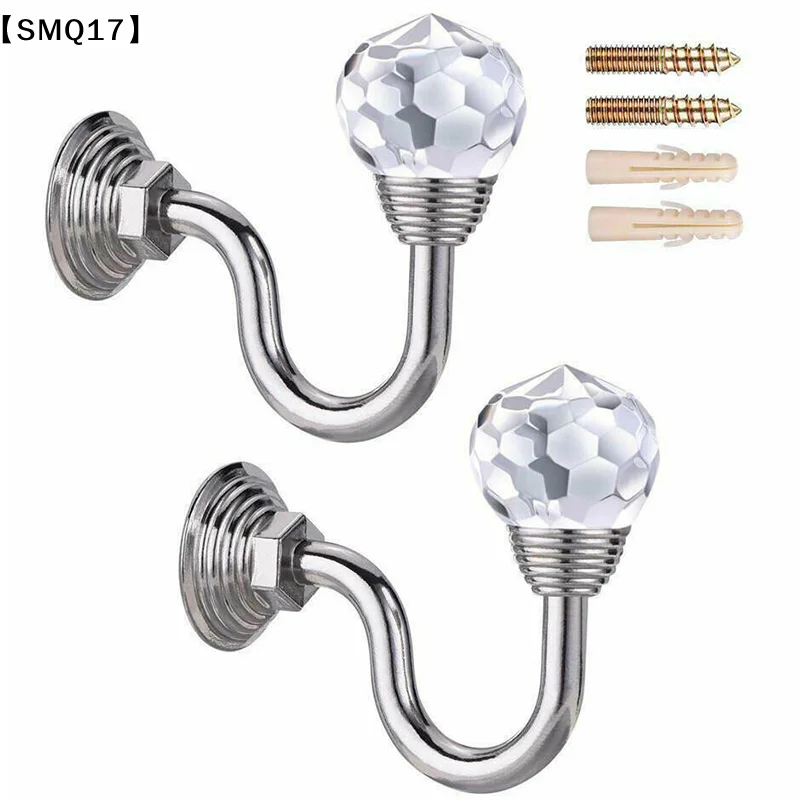 2x Crystal Curtain Holdback Hanger Wall Tie Backs Hooks Holder Curtain Tie Back 【SMQ】