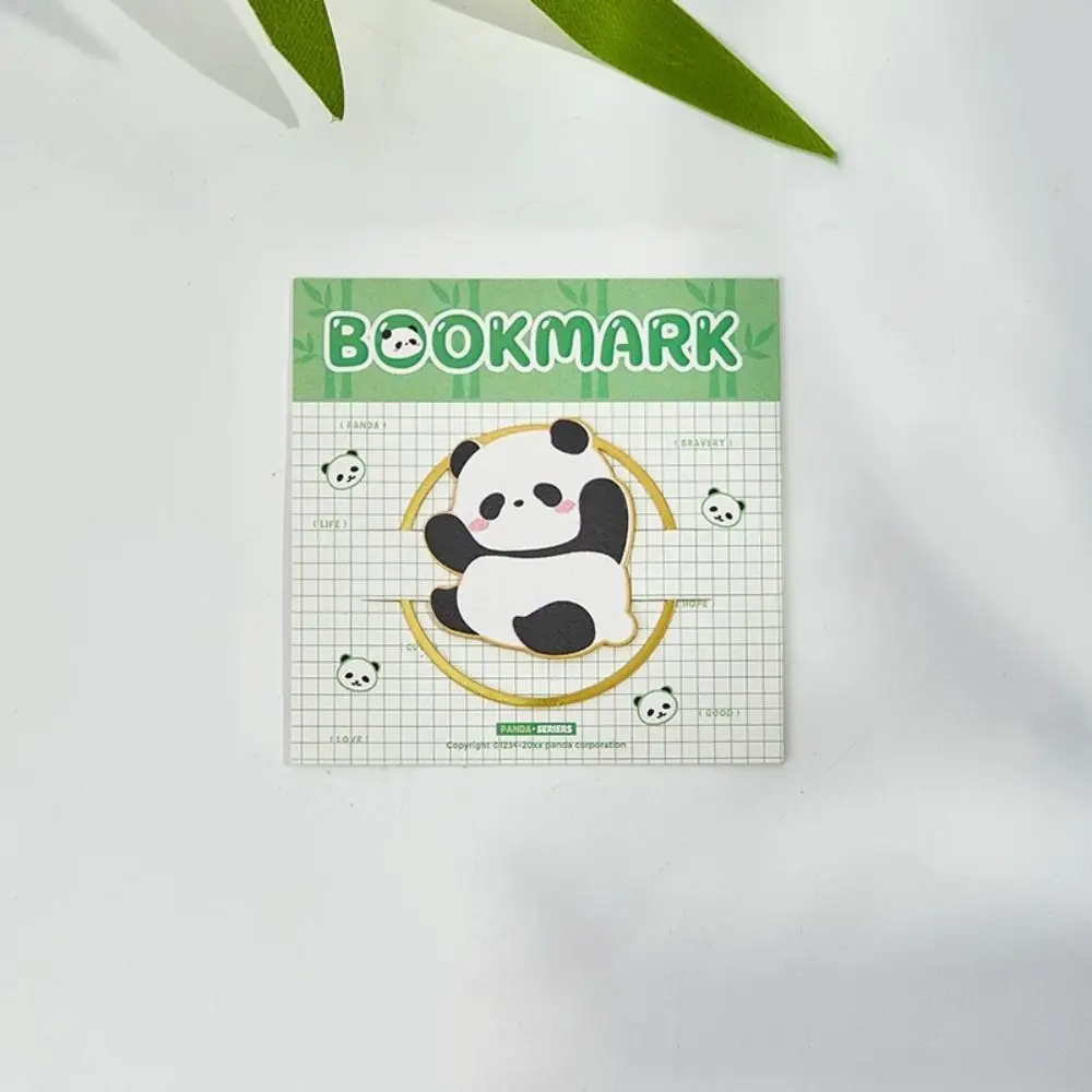 4Pcs School Supply Kawaii Panda Brass Bookmark Classical Creative Metal Bookmark Cute Book Page Clip School