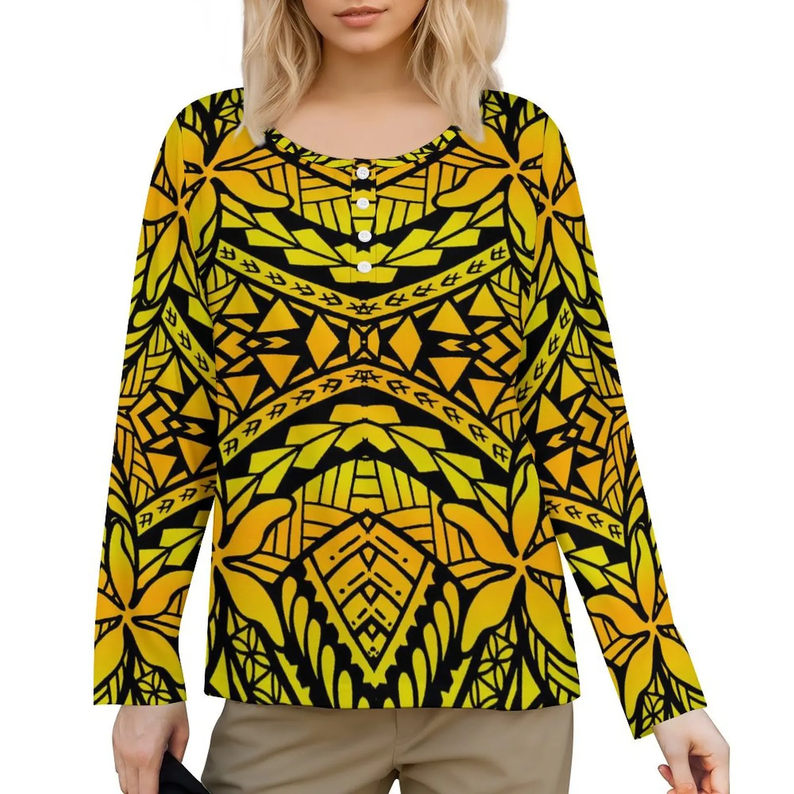 Simple And Stylish Women T-Shirt Classic Long Sleeve Comfortable Soft Fabric Polynesian Tribal Style Custom Samoan Print