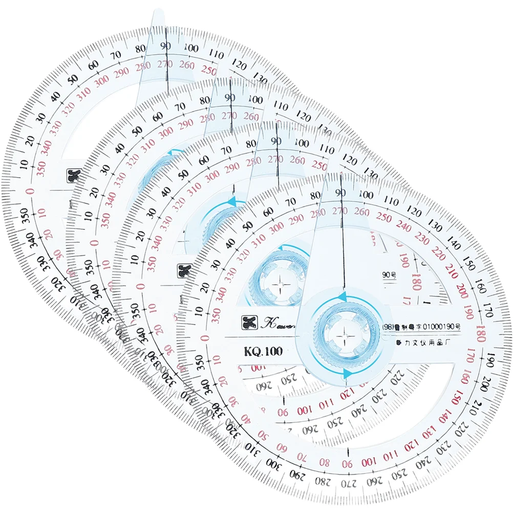 

4 Pcs Protractor Rotary Tool 360 Degree Convenient Plastic Measuring Ruler Geometric