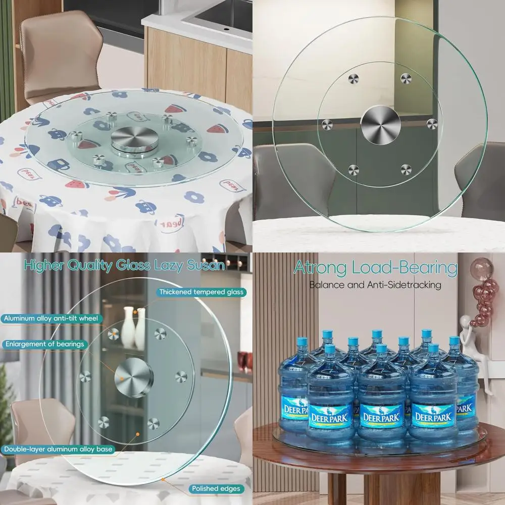 

Алюминиевый подшипник 20, стеклянный ленивая Сьюзен для кухонного и обеденного стола, гладкий поворотный стол