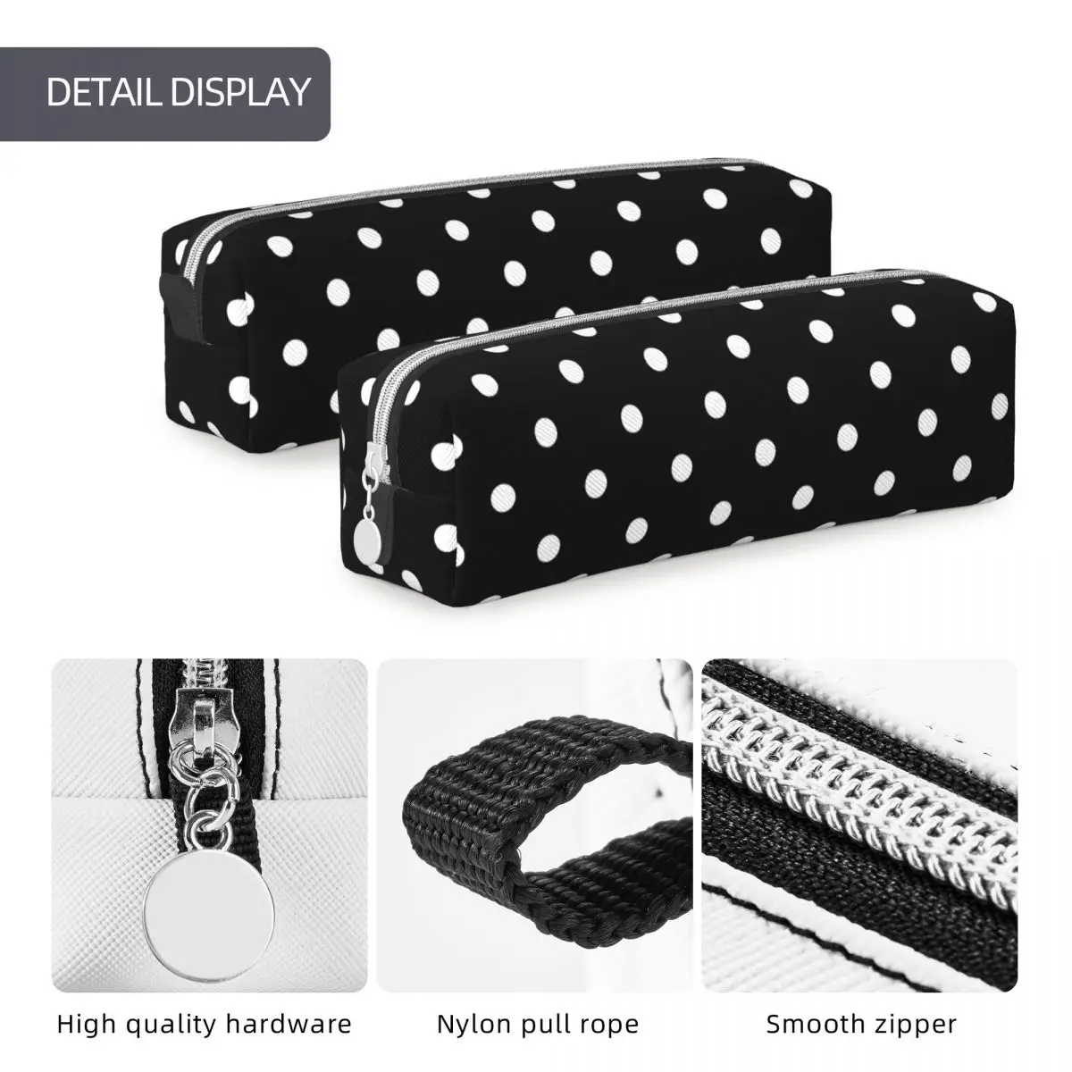 Imagem -05 - Cute Polka Dot Pencil Case Pen Holder Bags Kids Large Storage Presente de Material Escolar Pencil Pouch