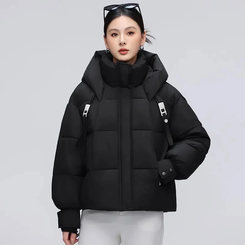 2025 novo inverno para baixo jaqueta de algodão feminino curto moda casual solto algodão com capuz parka casaco engrossar quente casaco feminino