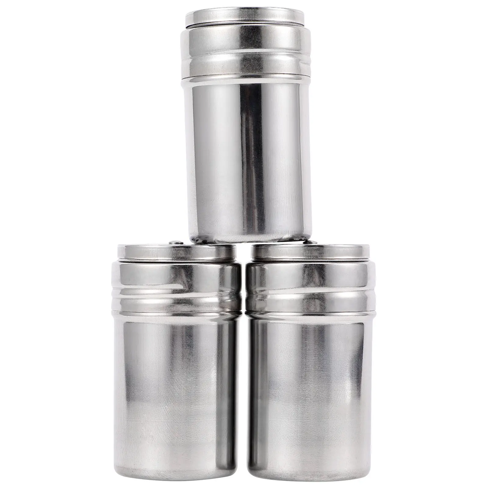 

3Pcs Seasoning Shakers Stainless Steel Multifunctional Spice Jars Portable Kitchen Storage Bottles Condiment Holders for Cooking