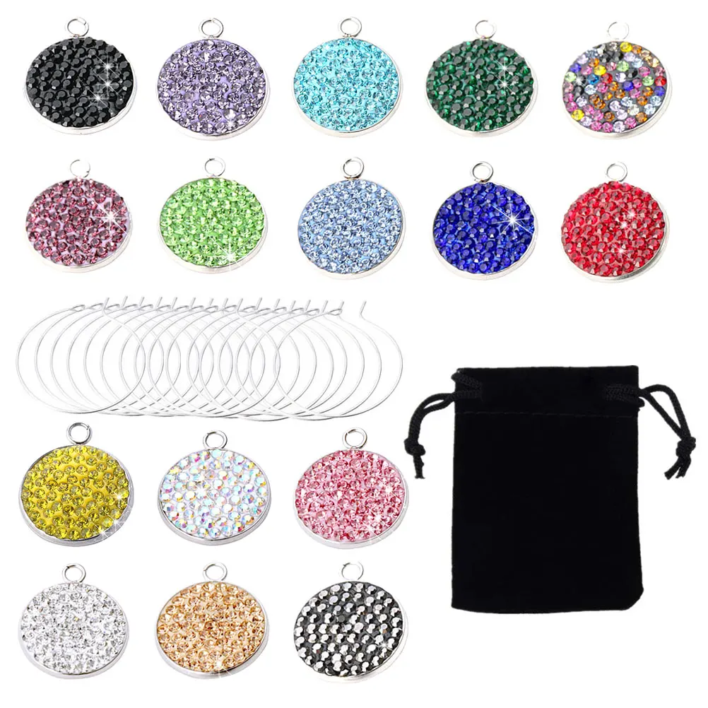 

1 set Glass Labels Diamond Charm Markers Party Cup Tags Reusable Colorful Identifiers for Banquet Theme Events