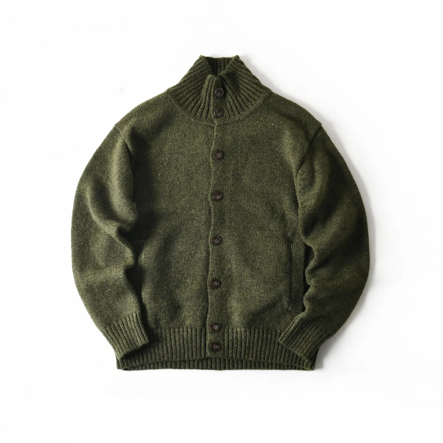 

Тяжелый кардиган из шерсти альпаки в американском стиле ретро с высоким воротником для мужчин, свободный крой, повседневный осенне-зимний свитер