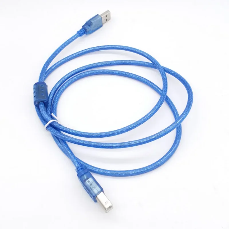 USB 2.0 Printer Cable Type A Male To Type B Male Dual Shielding High Speed Transparent Blue