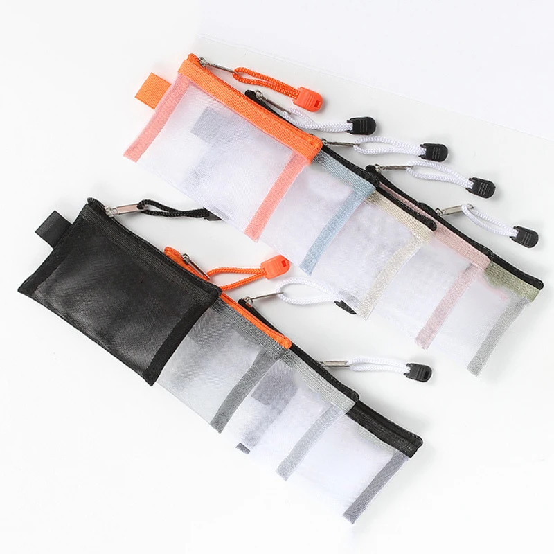 Transparent Visible Mini Mesh Storage Bag Portable Card Holder Cute Coin Pouch Key Data Cable Charger Earphone Organizer Pouch