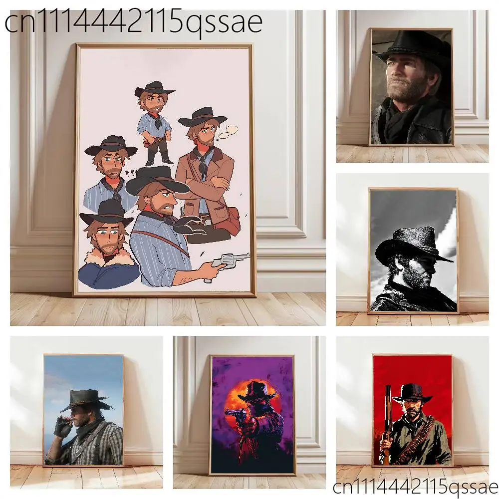FOR RDR2 Arthur Morgan Poster Self-adhesive Art Waterproof Paper Sticker Coffee House Bar Room Wall Decor